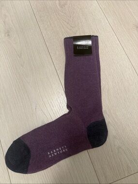Barneys New York Men's Plum Dress Socks with Black Heel & Toe